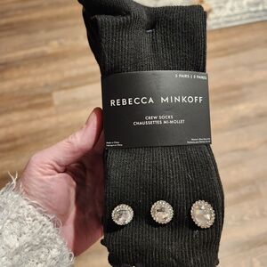Rebecca Minkoff Black Crew Socks 5 Pairs